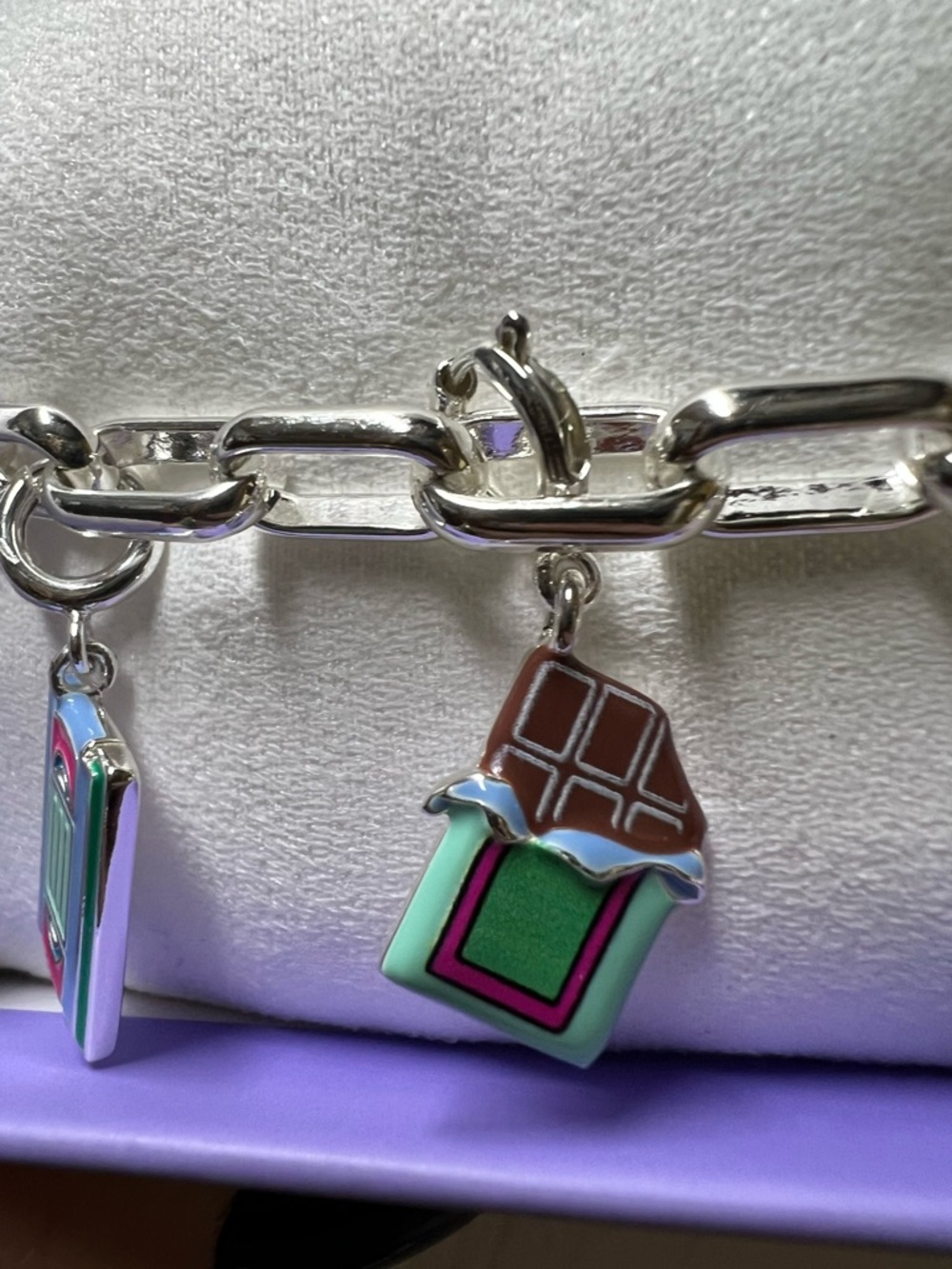 Silver Chain Charm Bracelet with Movie-Themed Enamel Charms - Picture 3 of 6